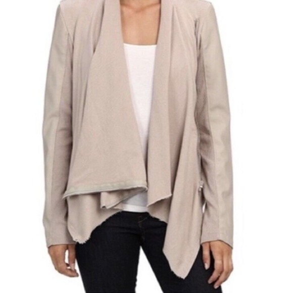 BLANKNYC Jackets & Blazers - Blank NYC Mixed Media Faux Leather Draped Open Front Cardigan Jacket Size Large